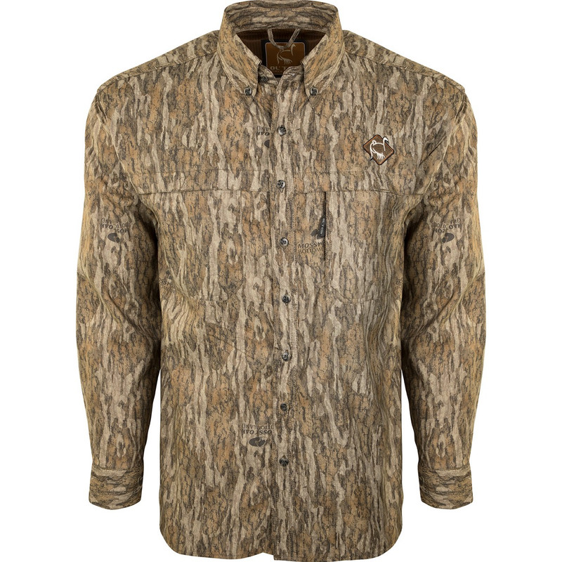 Ol'Tom Men's Mesh Back Flyweight Shirt 2.0 in Mossy Oak Bottomland Color